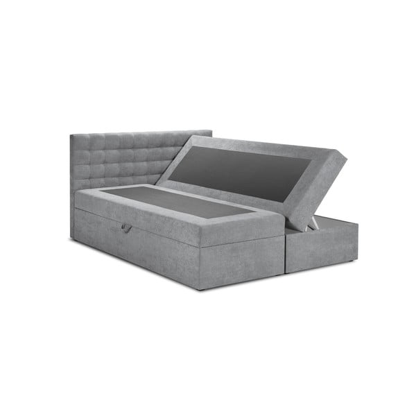 Letto boxspring grigio con contenitore 200x200 cm Jade - Mazzini Beds-image-2
