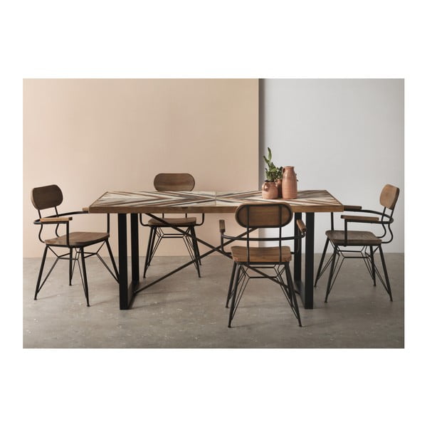 Tavolo da pranzo con gambe in metallo e piano in legno riciclato , 180 x 90 cm - Geese-image-1