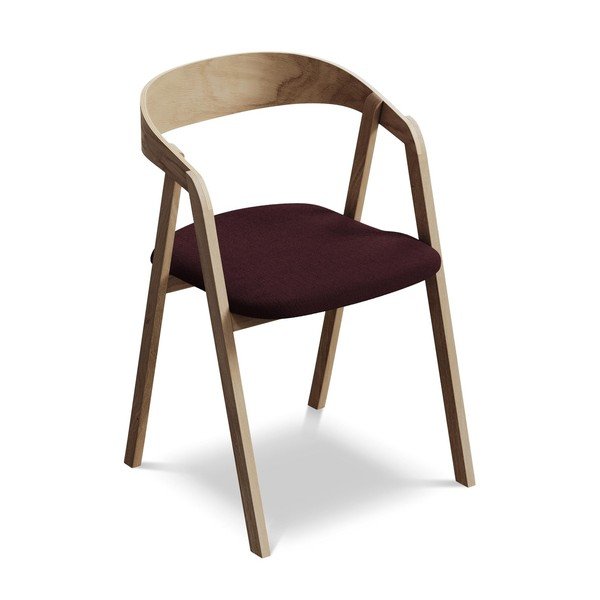 Sedia da pranzo burgundy in legno massiccio Erika – Makamii