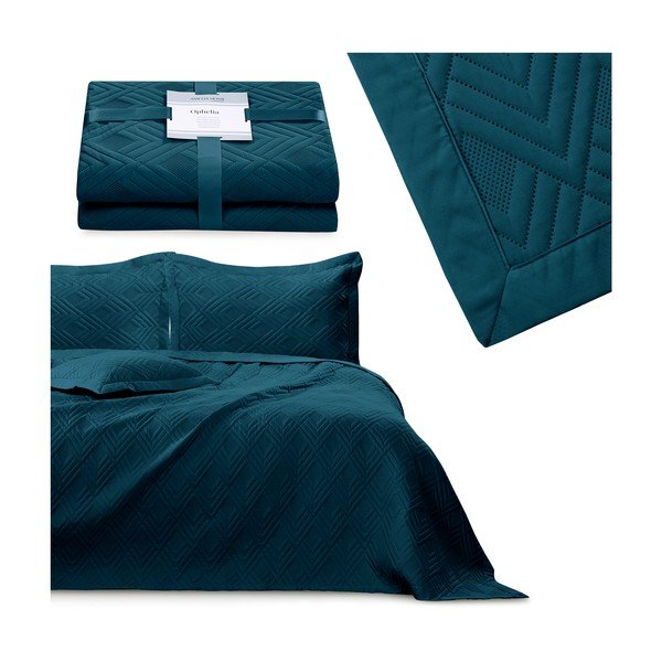 Copriletto color petrolio in microfibra con rivestimento trapuntato 220x240 cm Ophelia – Restilo-image-3