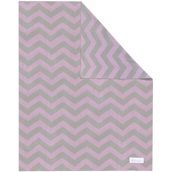 Coperta in cotone rosa-grigio Zigzag, 80 x 100 cm - Kindsgut-image-2
