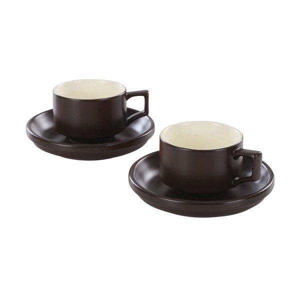 Tazzine in set con piattino marroni in ceramica 4 pz 300 ml Thelma – Jotex
