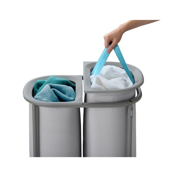 Cesta per il bucato grigio chiaro in tessuto 2x40 l Duo – Joseph Joseph-image-3
