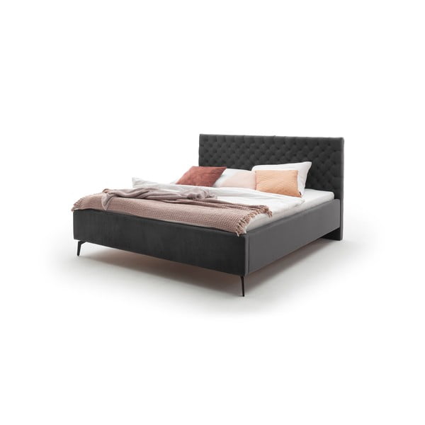 Letto matrimoniale imbottito grigio scuro con contenitore con rete inclusa 180x200 cm La Maison – Meise Möbel-image-4