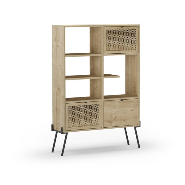 Libreria in rovere decorato in colore naturale 95x141 cm Evan - Marckeric-image-2