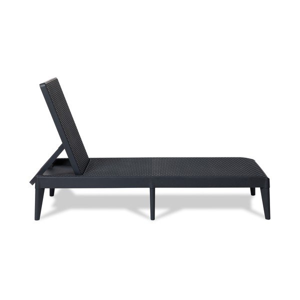 Lettino da giardino nero in rattan artificiale Numana - Toomax-image-2