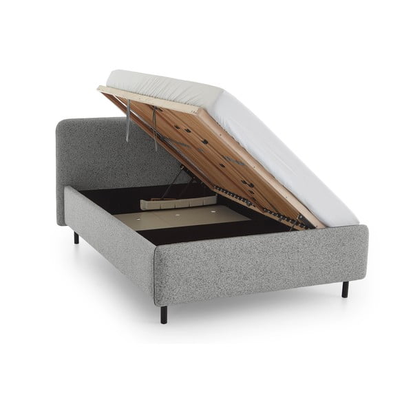 Letto matrimoniale imbottito grigio chiaro con contenitore con rete inclusa 160x200 cm Primo – Meise Möbel-image-3