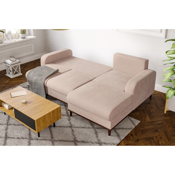 Divano angolare beige in velluto a coste (angolo destro) Beata - Ropez-image-1