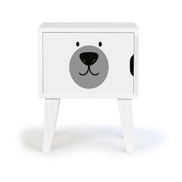 Comodino in legno per bambini Orso polare Bear Face - Little Nice Things