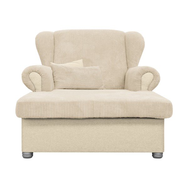 Chaise longue beige con rivestimento in velluto a coste Lord – Ropez-image-1