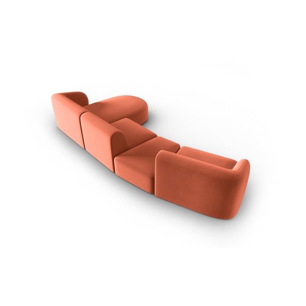 Divano angolare rosa (con penisola a destra/con chaise lounge) con rivestimento in velluto Paolo – Milo Casa-image-3