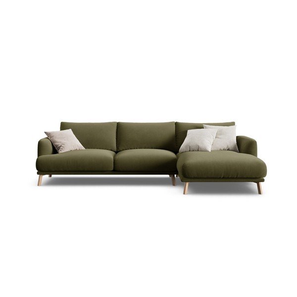 Divano angolare verde (con penisola a destra/con chaise lounge) con rivestimento in velluto Naomi – Micadoni 