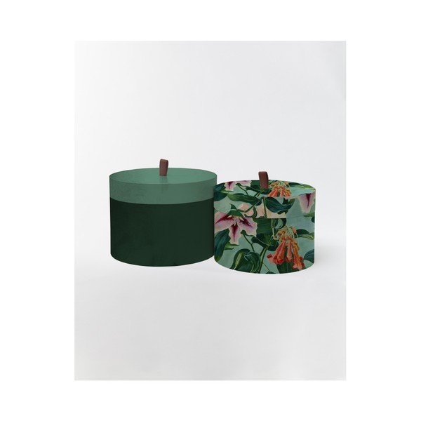 Set di 2 scatole rotonde in velluto Fiori - Velvet Atelier