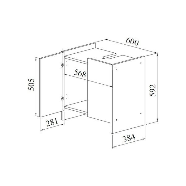Mobile da bagno bianco con corpo grigio Biarritz, altezza 59,2 cm - TemaHome-image-1