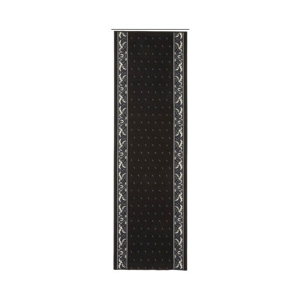 Černý běhoun s bílými detaily Hanse Home Ornament, 80 x 350 cm