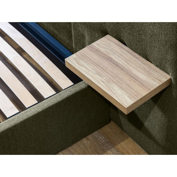 Letto matrimoniale imbottito verde scuro con contenitore con griglia 160x200 cm Blandine - Bobochic Paris-image-4