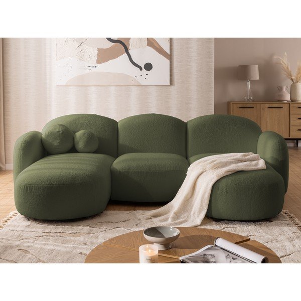 Divano angolare verde (a U) con rivestimento in bouclé Orbit – Ropez-image-1