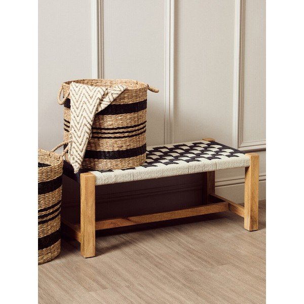 Panchina bianca e nera in legno massiccio Satna – Premier Housewares-image-1