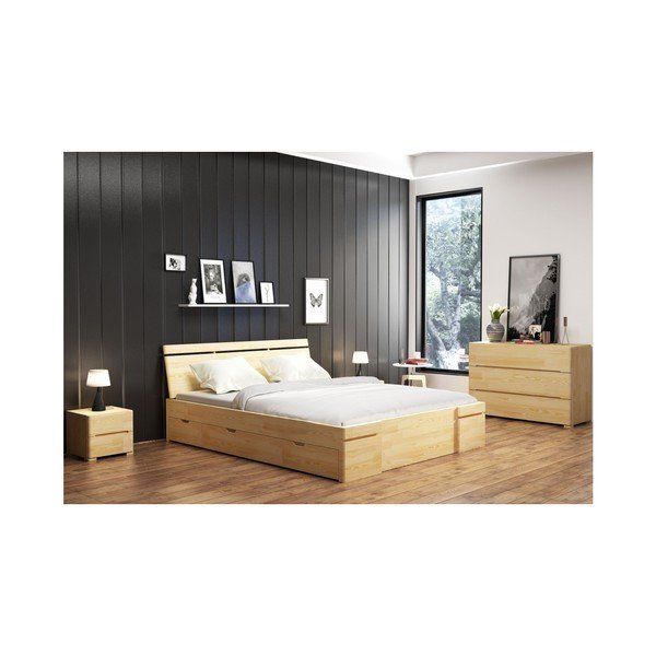 Letto matrimoniale in legno di pino con cassetto SKANDICA Sparta Maxi, 160 x 200 cm - Skandica-image-2