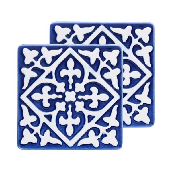 Set di sottobicchieri blu in ceramica 2 pz – Rex London