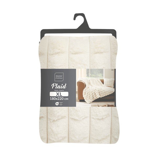 Coperta color crema in micropile/in pelliccia finta 180x220 cm Igloo – douceur d'intérieur-image-4