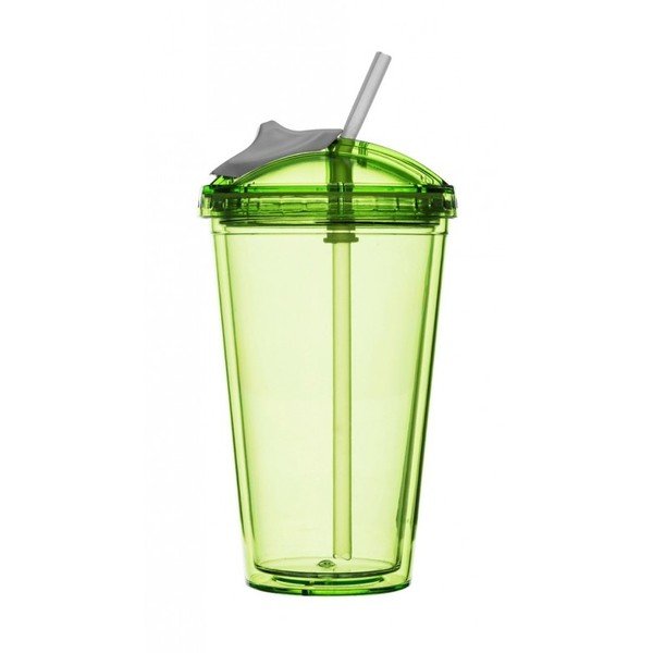 Zelený hrnek s brčkem na smoothie Sagaform