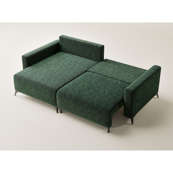 Divano angolare verde scuro allungabile/con contenitore (con penisola a sinistra/con chaise lounge) con rivestimento in ciniglia Leon – Maison de Rêve-image-3