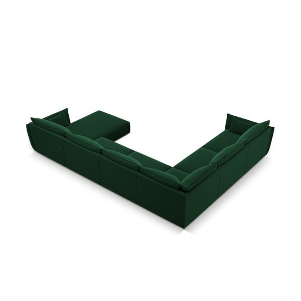 Divano angolare verde scuro (con penisola a sinistra/a U) con rivestimento in velluto Vanda – Mazzini Sofas-image-3