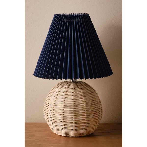 Lampada da tavolo blu/di colore naturale in rattan (altezza totale 36 cm) Sisal – Jotex-image-2