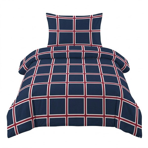 Set copripiumino e federa blu scuro in cotone per letto singolo 140x200 cm Frank – Cotton House