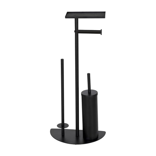 Porta carta igienica in acciaio nero con spazzola Cosenza - Wenko-image-1