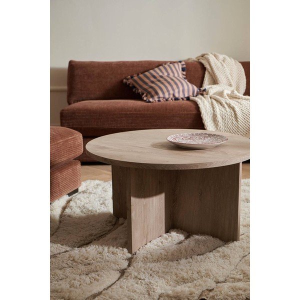 Tavolino da salotto rotondo colore naturale chiaro in MDF ø 85 cm Poppy – Ellos Home-image-1