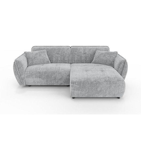 Divano angolare grigio chiaro (con penisola a destra/con chaise lounge) con rivestimento in ciniglia Nelia – Ropez