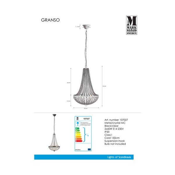 Lampada a sospensione nera Granso, 40 cm - Markslöjd-image-2