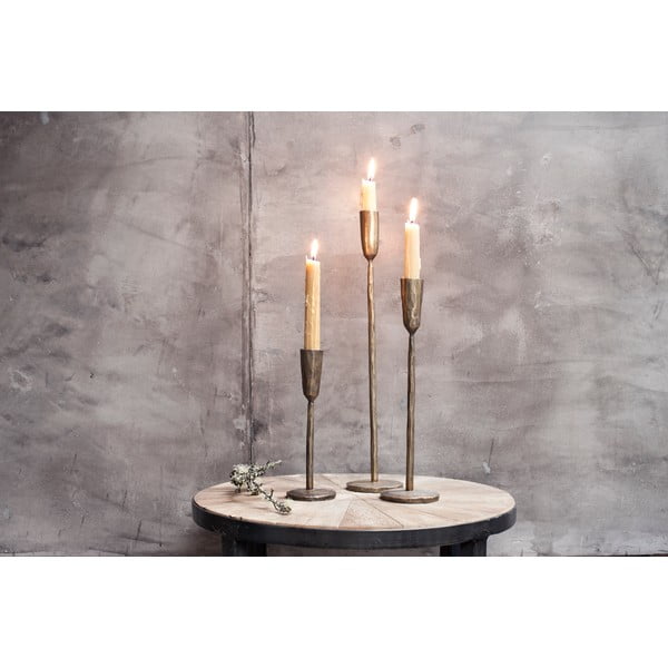 Portacandele in metallo color oro, altezza 40 cm Mbata - Nkuku-image-1