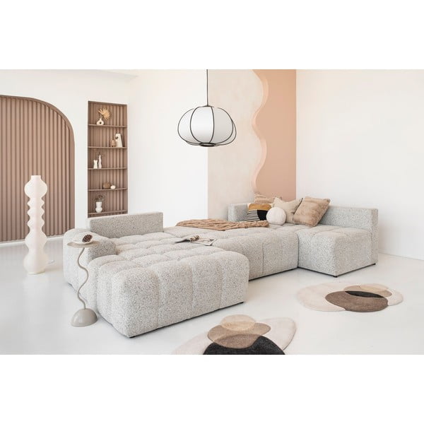 Divano angolare componibile beige allungabile/con contenitore (con penisola a destra) Lulu – Miuform-image-1