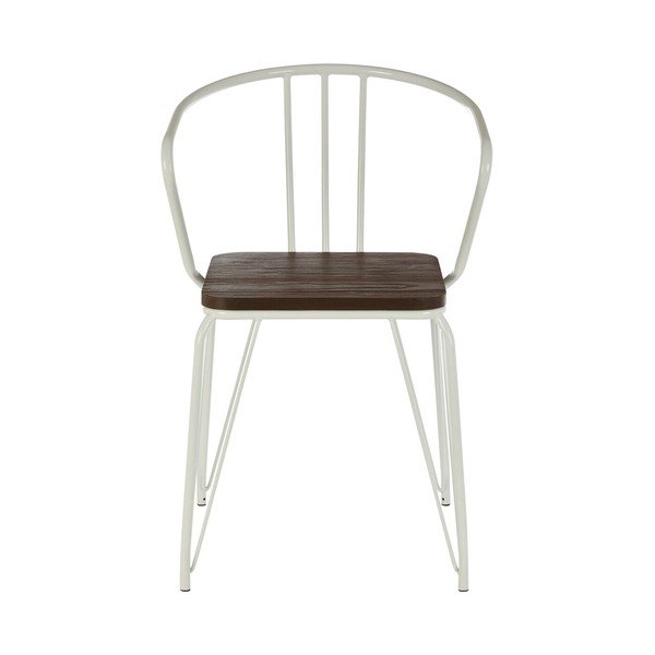 Sedia da pranzo bianca/di colore naturale in olmo massiccio District – Premier Housewares-image-2