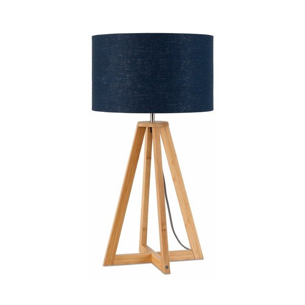 Lampada da tavolo con paralume blu e struttura in bambù Everest - Good&Mojo