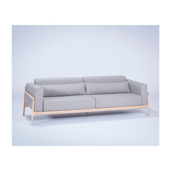 Divano grigio con struttura in rovere massiccio, 240 cm Fawn - Gazzda-image-1