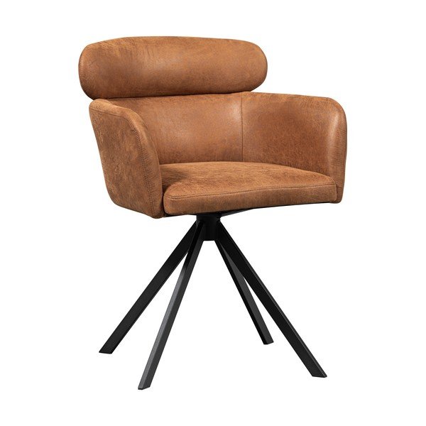 Sedia da pranzo marrone cognac in imbottito con braccioli Fenne – WOOOD