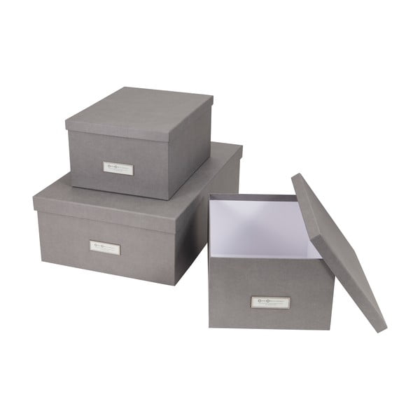 Set di 3 scatole portaoggetti grigie Inge - Bigso Box of Sweden-image-2
