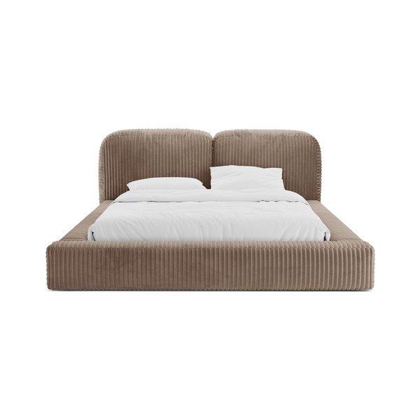 Letto matrimoniale imbottito marrone con contenitore con rete inclusa 200x200 cm Martina – Micadoni -image-4