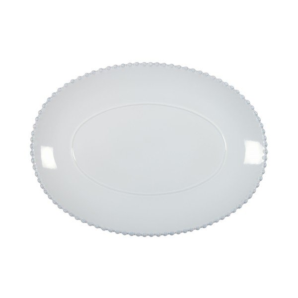 Vassoio ovale in gres bianco Perla, larghezza 40 cm - Costa Nova