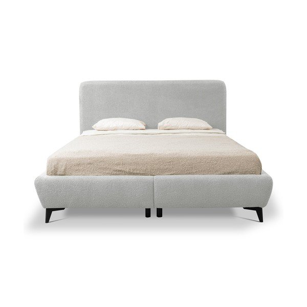 Letto matrimoniale imbottito grigio chiaro con contenitore con rete inclusa 140x200 cm Makapu – Makamii-image-3
