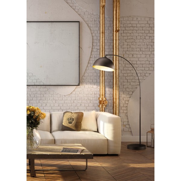 Lampada da terra nera con paralume in metallo (altezza 200 cm) Leitung - Fischer & Honsel-image-1