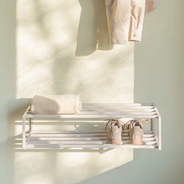 Scarpiera grigio tortora in acciaio da parete 78x20,5x30,5 cm School – Spinder Design-image-1