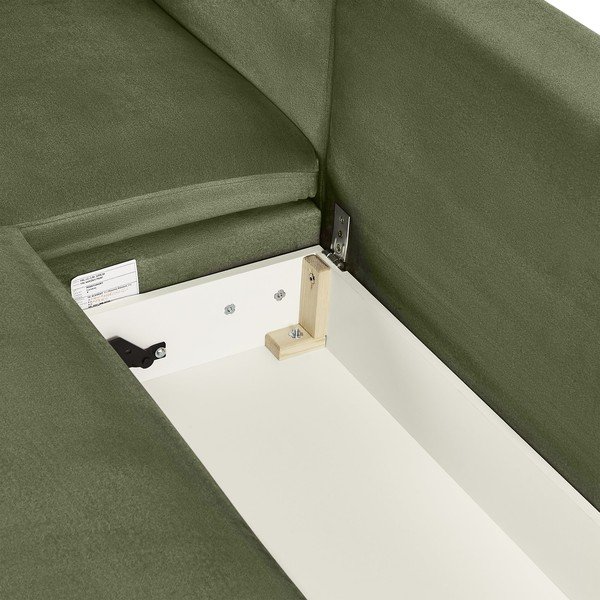 Divano letto verde in velluto ad angolo, angolo sinistro Fira - Bonami Selection-image-1