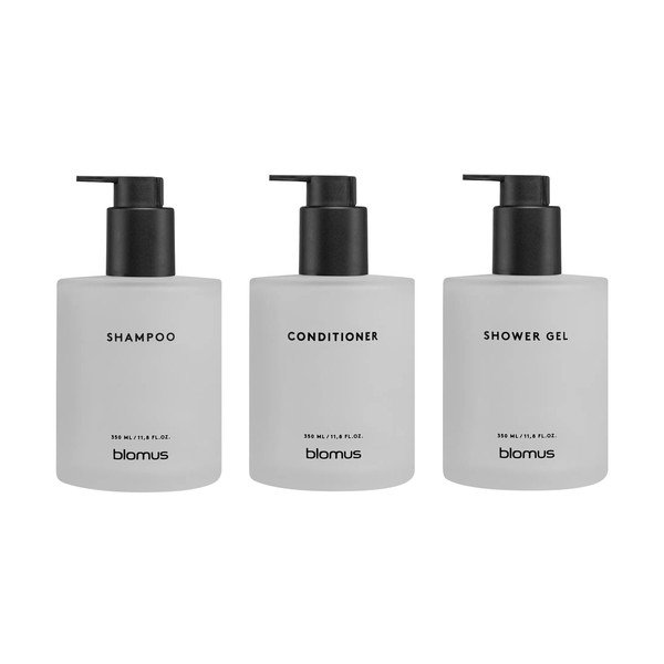 Dispenser per sapone da parete bianchi in vetro 3 pz 350 ml Kirei – Blomus-image-3