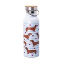 Bottiglia bottiglia da viaggio azzurra e marrone in acciaio inox 425 ml Sausage Dog – Sass & Belle