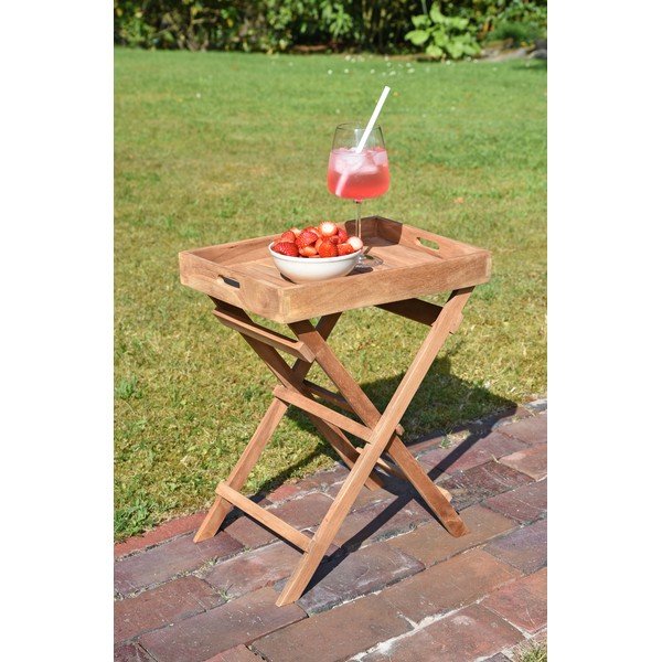 Tavolino da giardino in teak massiccio 29x39 cm Bacan – Garden Pleasure-image-1